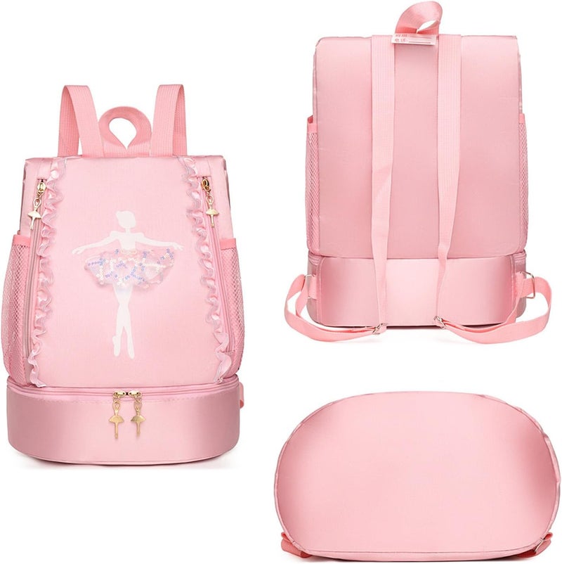 SEHXIM Ballet Dance Backpack with Separate Shoe Compartment,Ballet Dance Bag,Ballerina bag for Dancer, Small Duffle Bag for Girl (Purple) - Image 3